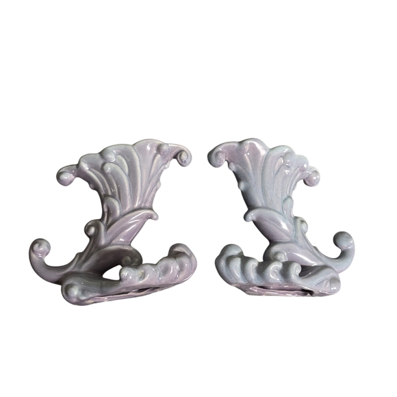 Haeger 2 Blue Ceramic Candle Holder - Picture 3 of 3